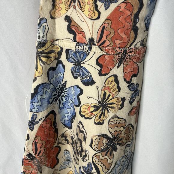 Free People Women Float On Flare Jeans Printed Butterflies Size 24 - Picture 11 of 16